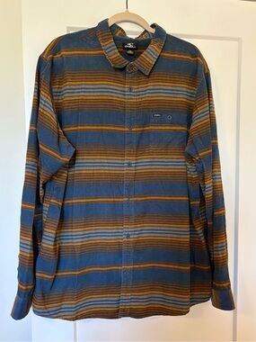O'Neill Blue & Orange Striped Corduroy Button-Up